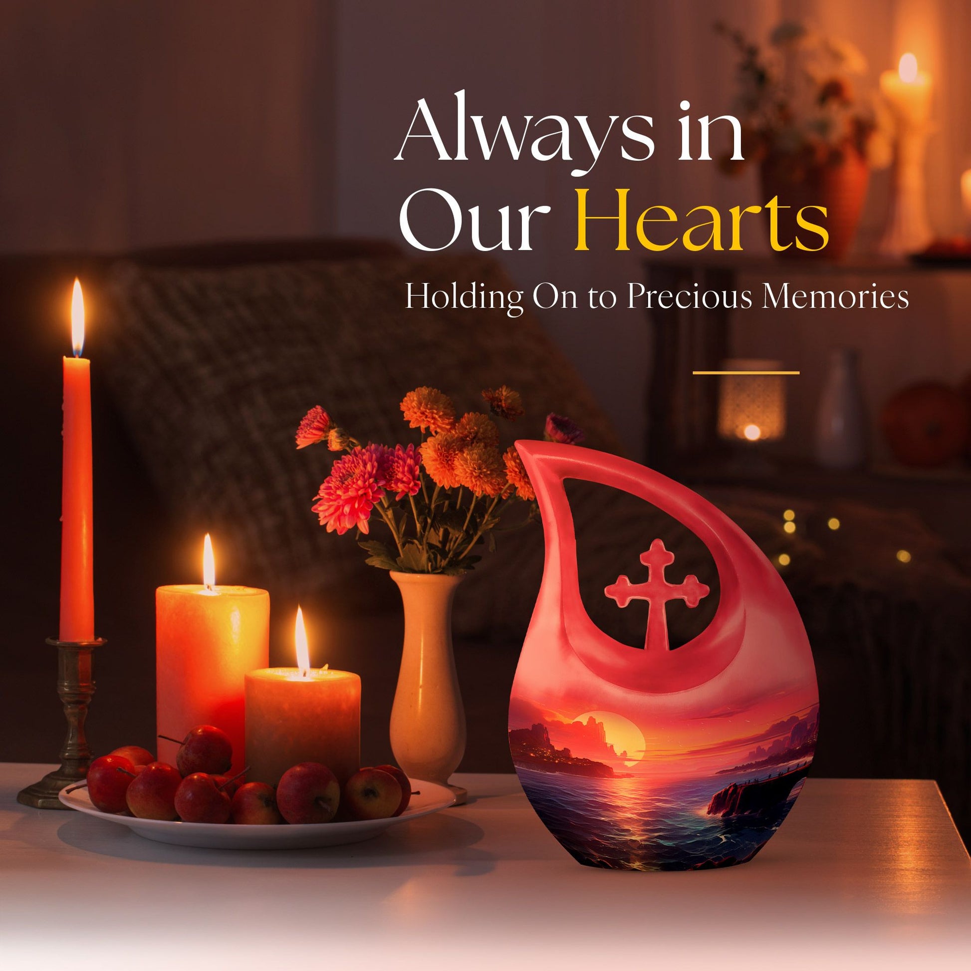 10-inch Large Wilderness Urn with Cross Drop design, 