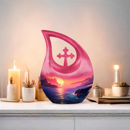 10-inch Large Wilderness Urn with Cross Drop design, 