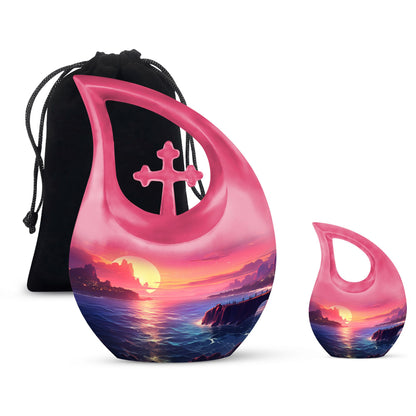 10-inch Large Wilderness Urn with Cross Drop design, 
