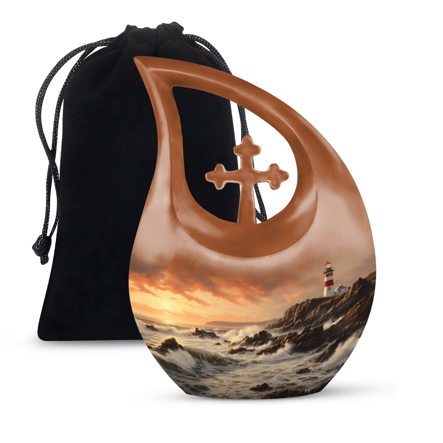 Unique Wilderness Urn with Cross Drop Design, Personalized 