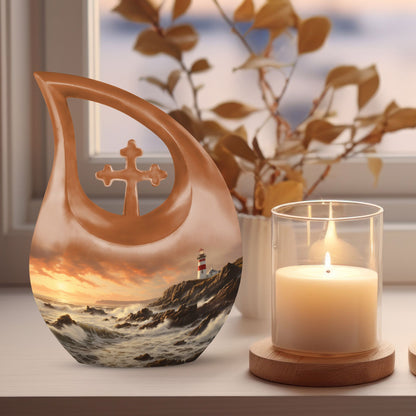 Unique Wilderness Urn with Cross Drop Design, Personalized 