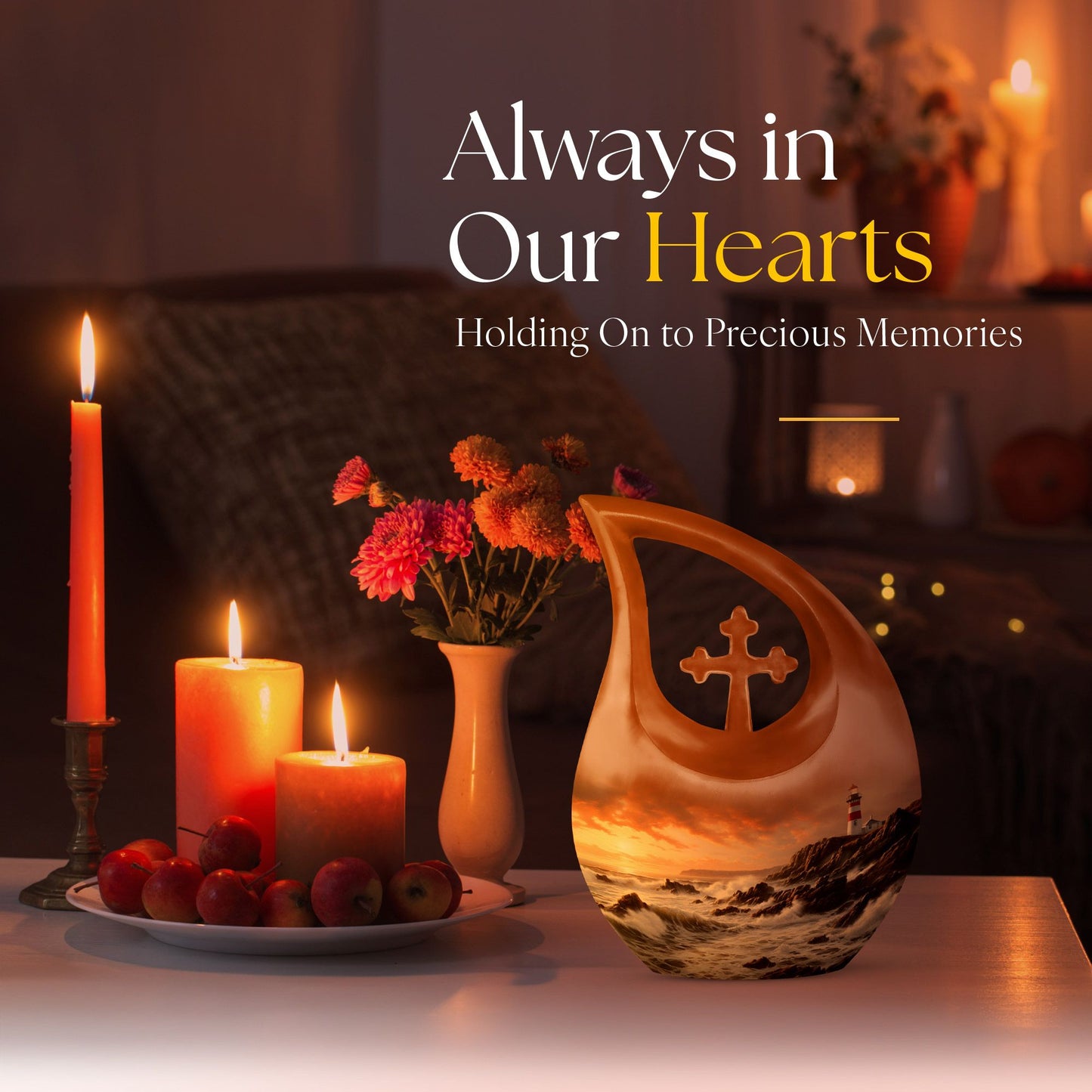 Unique Wilderness Urn with Cross Drop Design, Personalized 