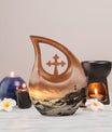 Unique Wilderness Urn with Cross Drop Design, Personalized 