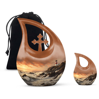 Unique Wilderness Urn with Cross Drop Design, Personalized 