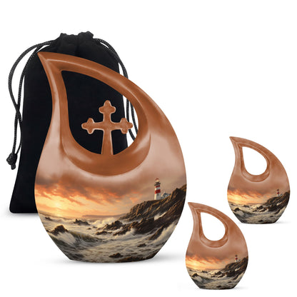 Unique Wilderness Urn with Cross Drop Design, Personalized 