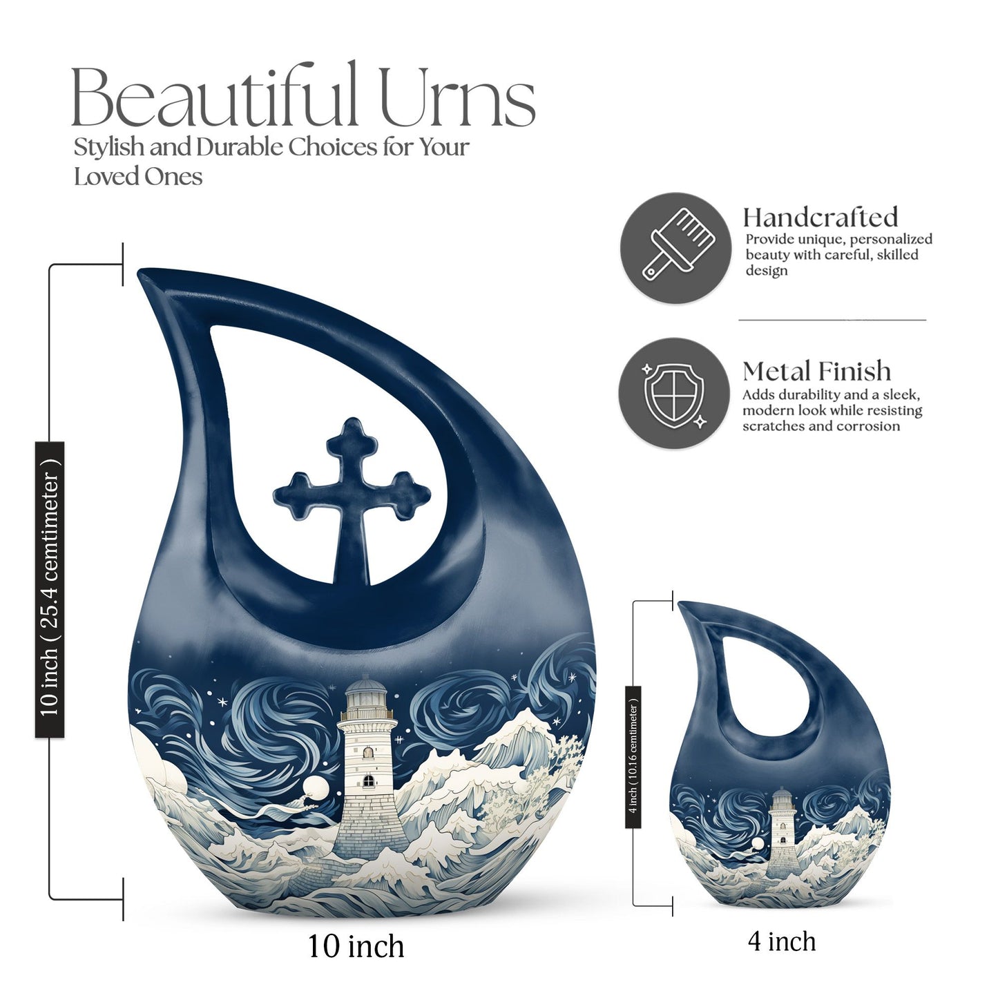 Large 10-inch Wilderness Urn in Cross Drop design 