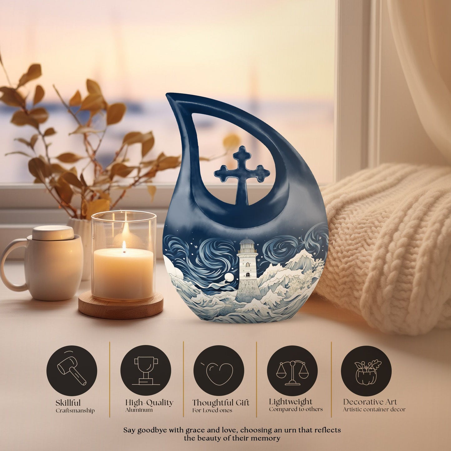 Large 10-inch Wilderness Urn in Cross Drop design 