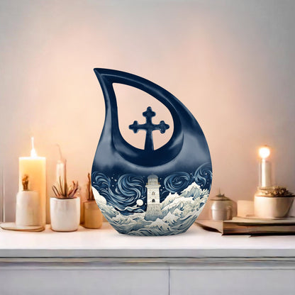Large 10-inch Wilderness Urn in Cross Drop design 