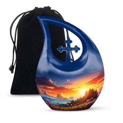 10-inch Wilderness Urn with Cross Drop design
