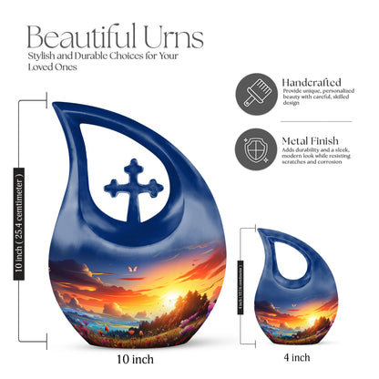 10-inch Wilderness Urn with Cross Drop design