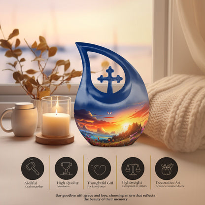 10-inch Wilderness Urn with Cross Drop design