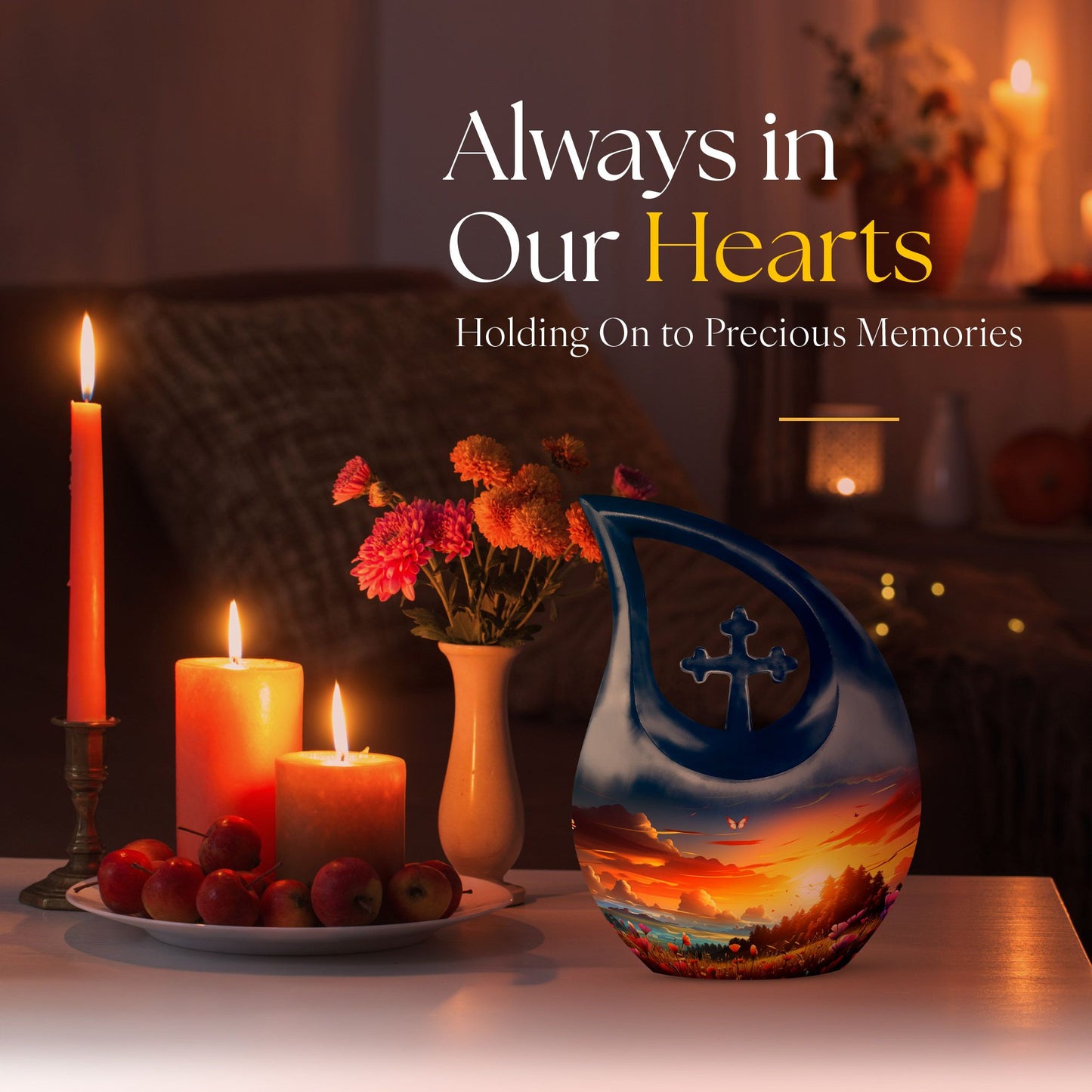 10-inch Wilderness Urn with Cross Drop design