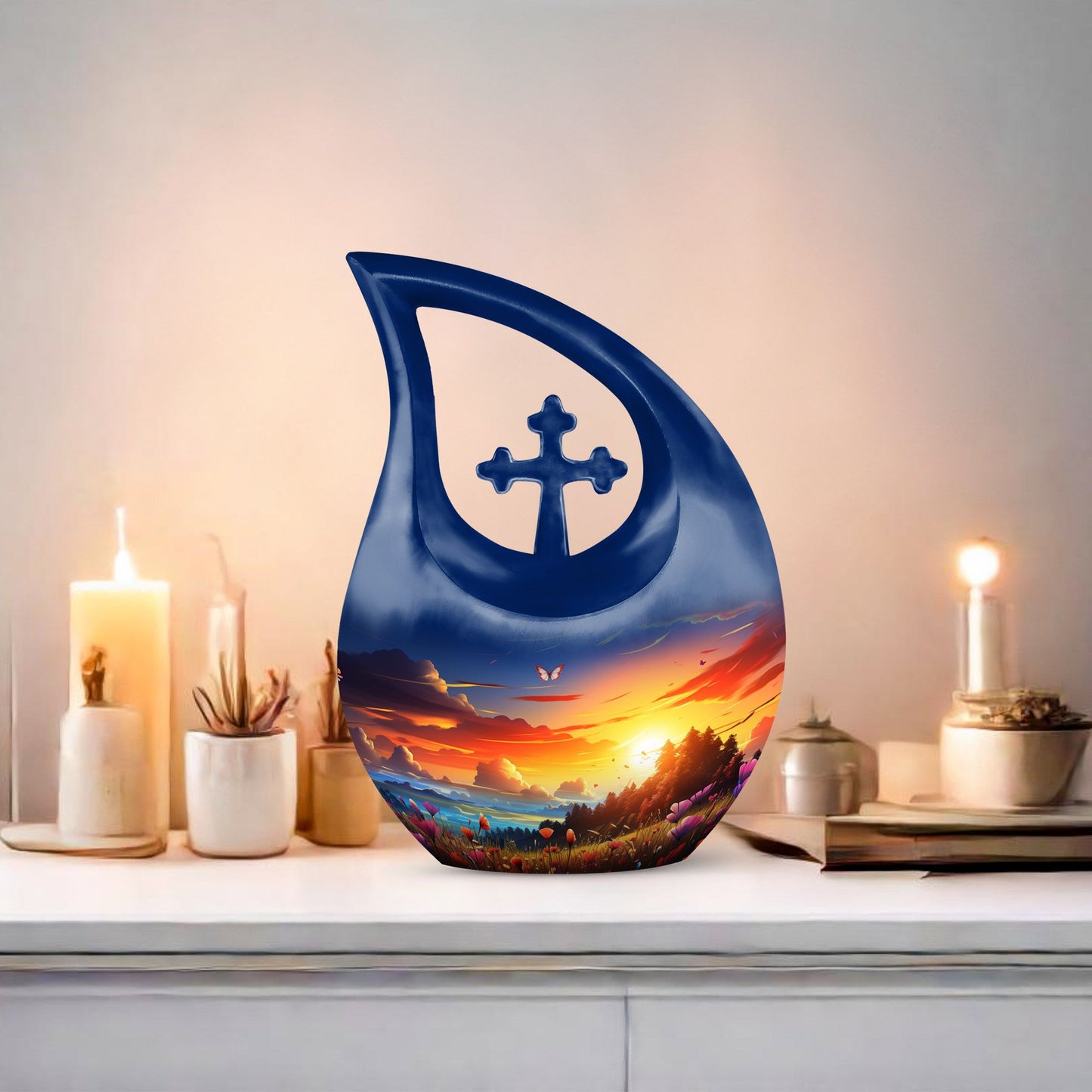 10-inch Wilderness Urn with Cross Drop design