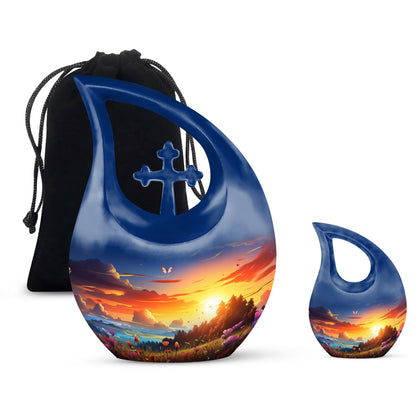 10-inch Wilderness Urn with Cross Drop design