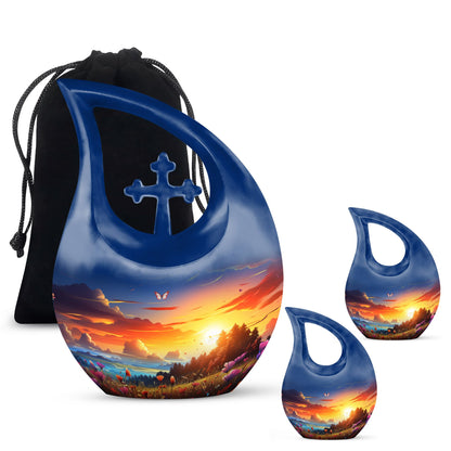 10-inch Wilderness Urn with Cross Drop design