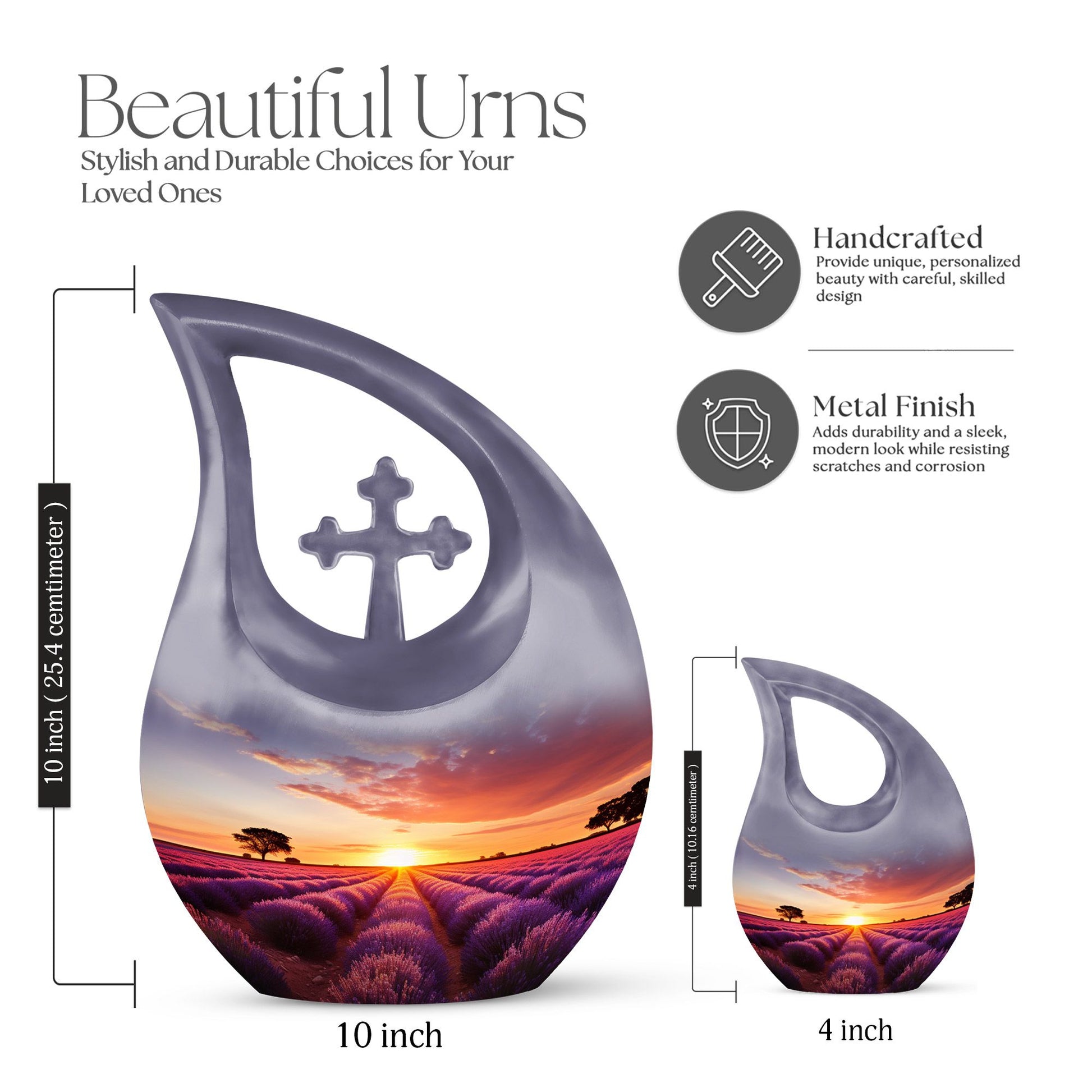 10-inch Wilderness Urn with Cross Drop design