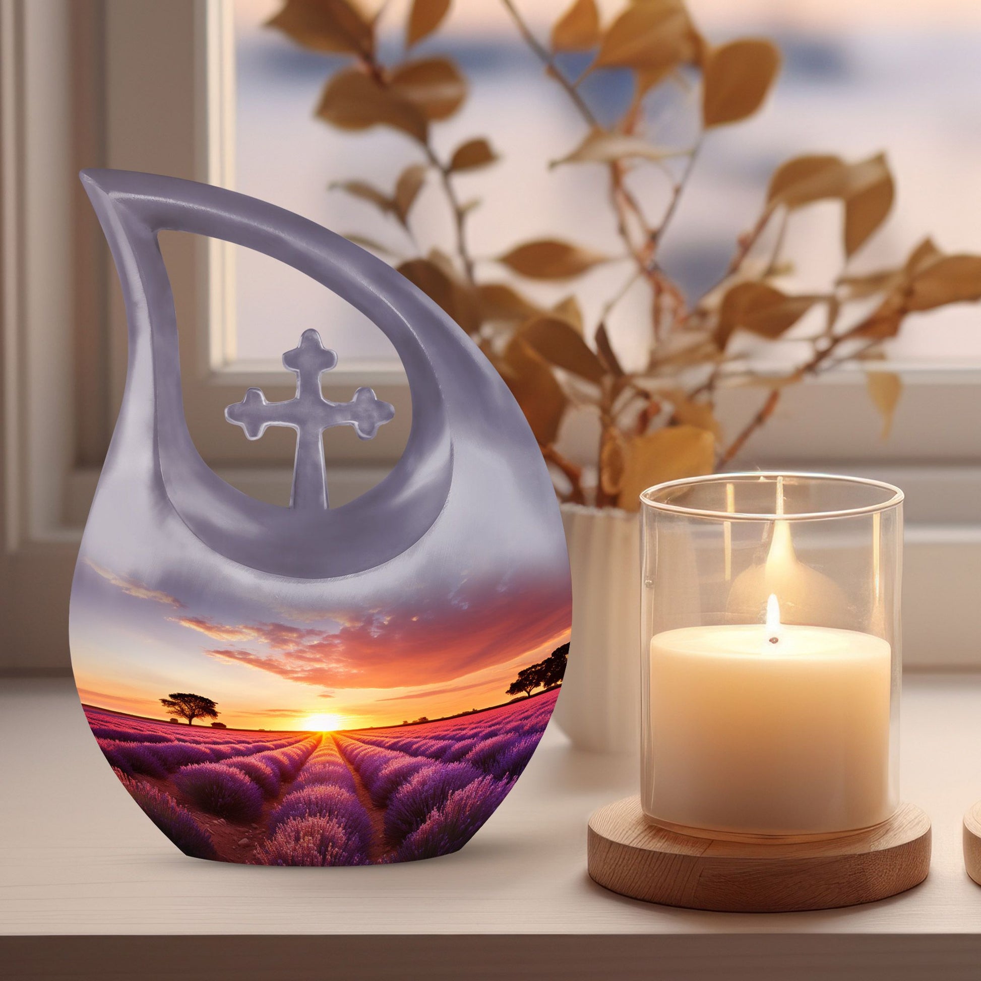 10-inch Wilderness Urn with Cross Drop design