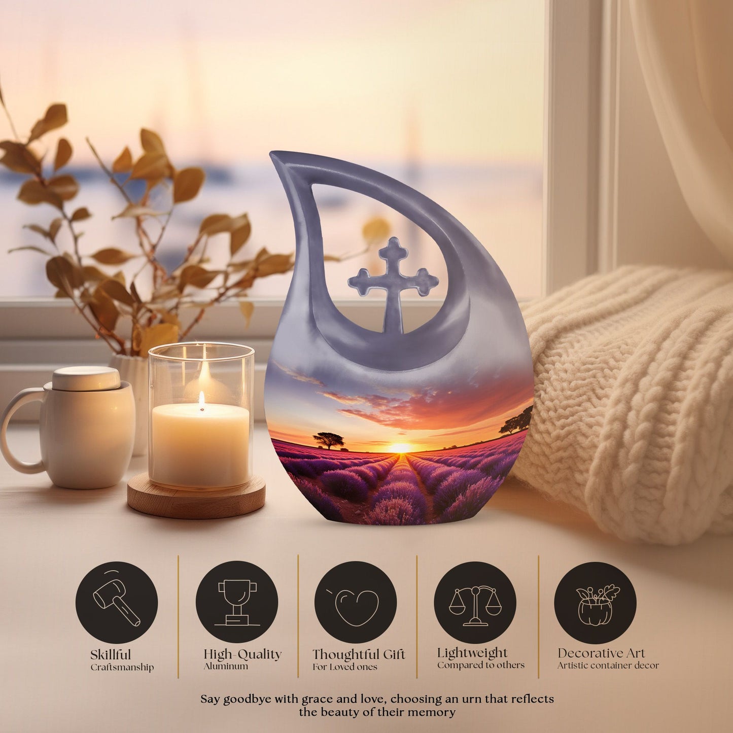 10-inch Wilderness Urn with Cross Drop design