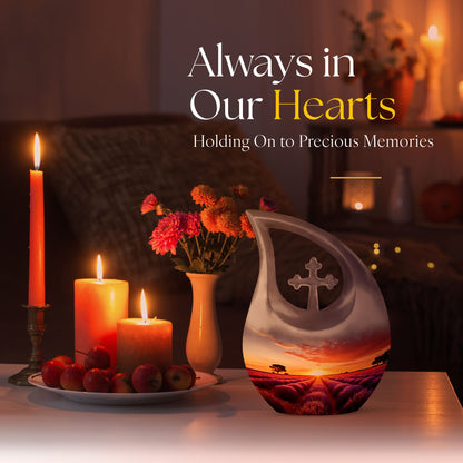 10-inch Wilderness Urn with Cross Drop design