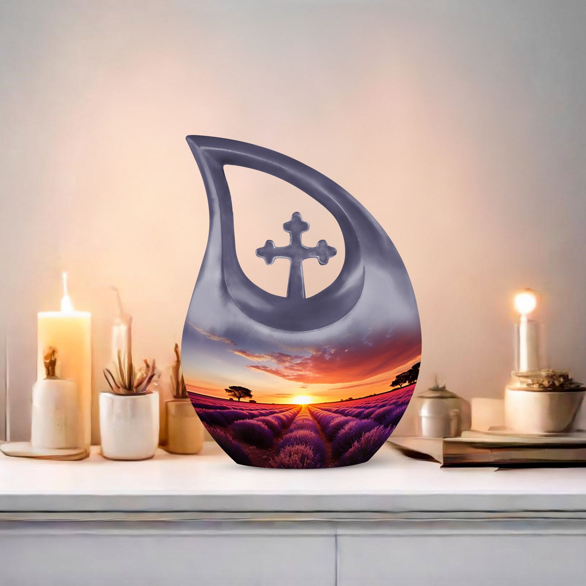 10-inch Wilderness Urn with Cross Drop design