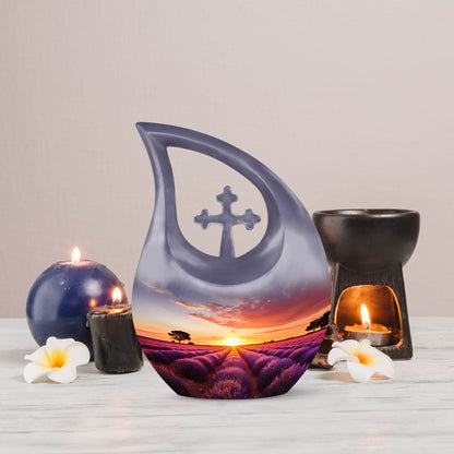 10-inch Wilderness Urn with Cross Drop design