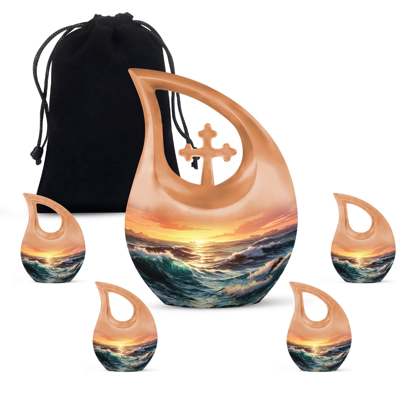 10 inch Wilderness Urn with Cross Drop design