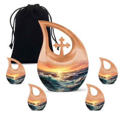 10 inch Wilderness Urn with Cross Drop design
