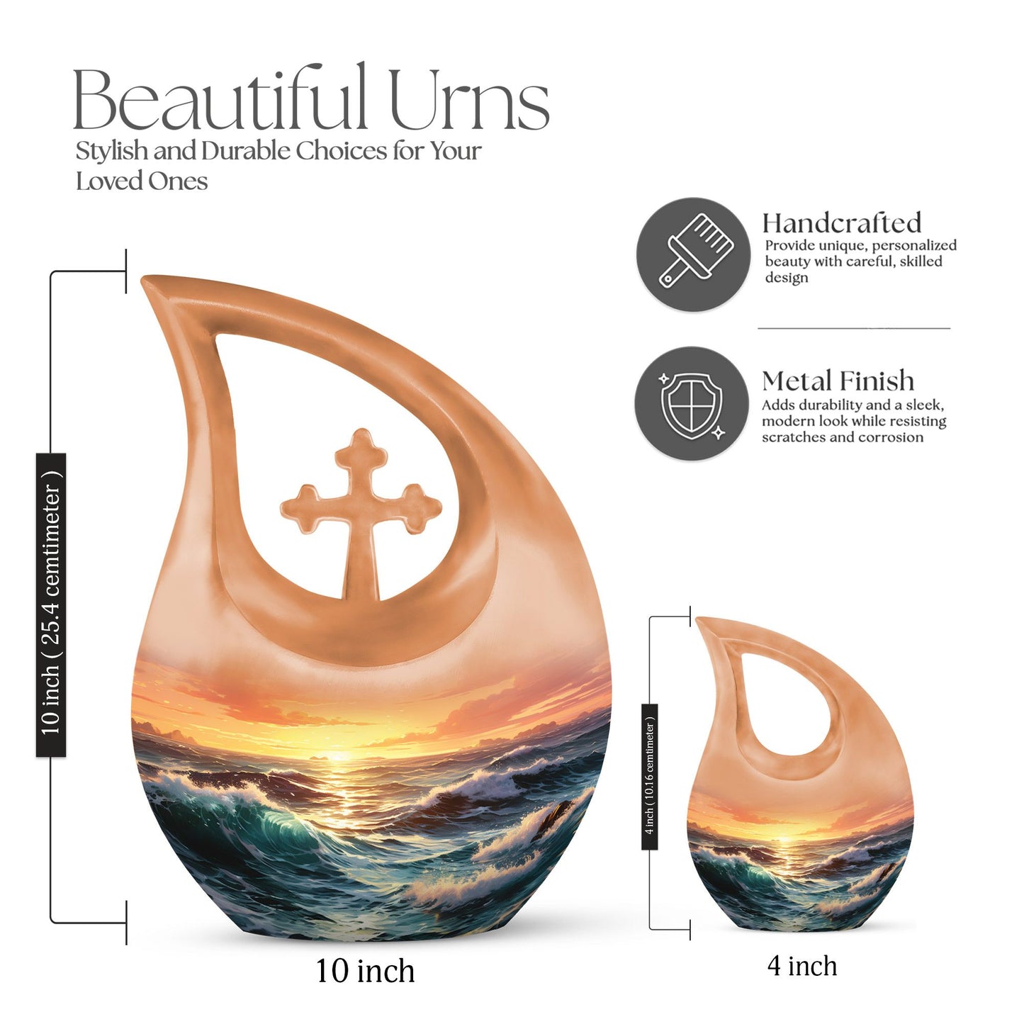 10 inch Wilderness Urn with Cross Drop design