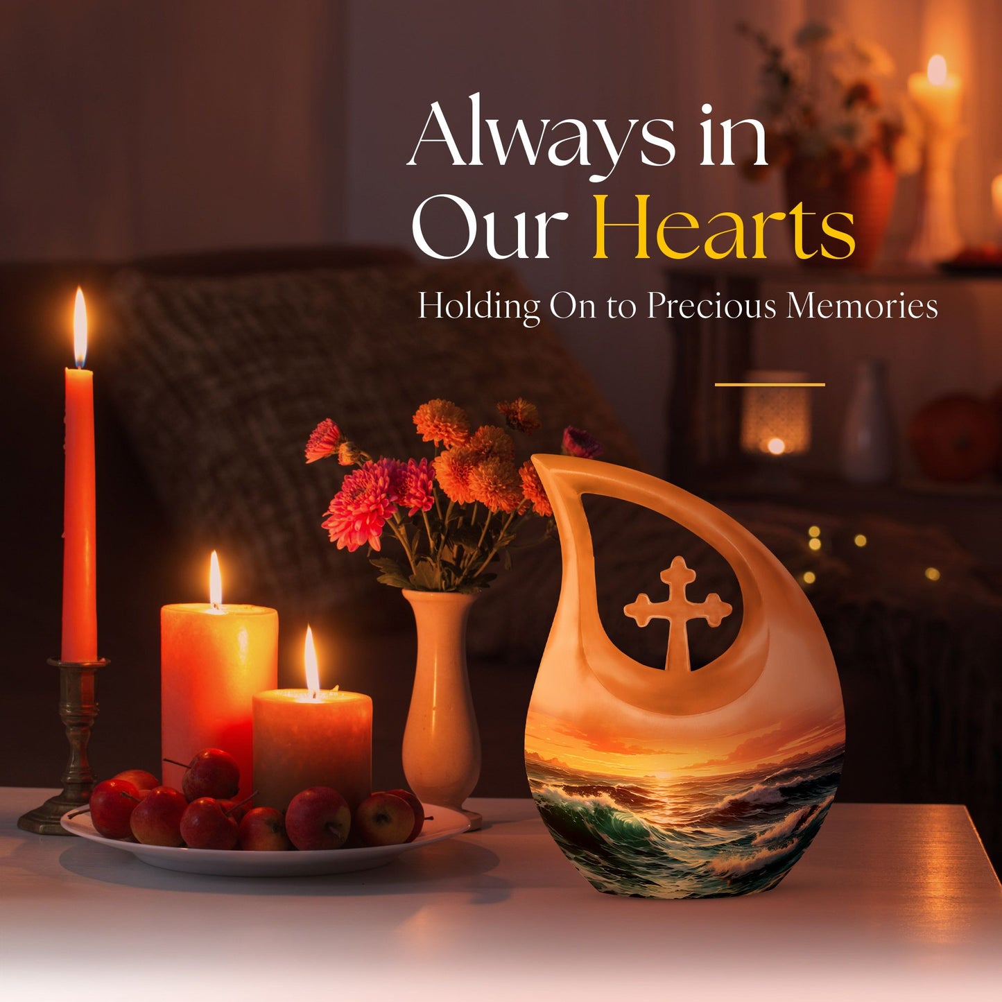 10 inch Wilderness Urn with Cross Drop design