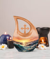 10 inch Wilderness Urn with Cross Drop design