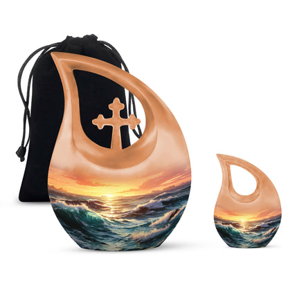 10 inch Wilderness Urn with Cross Drop design