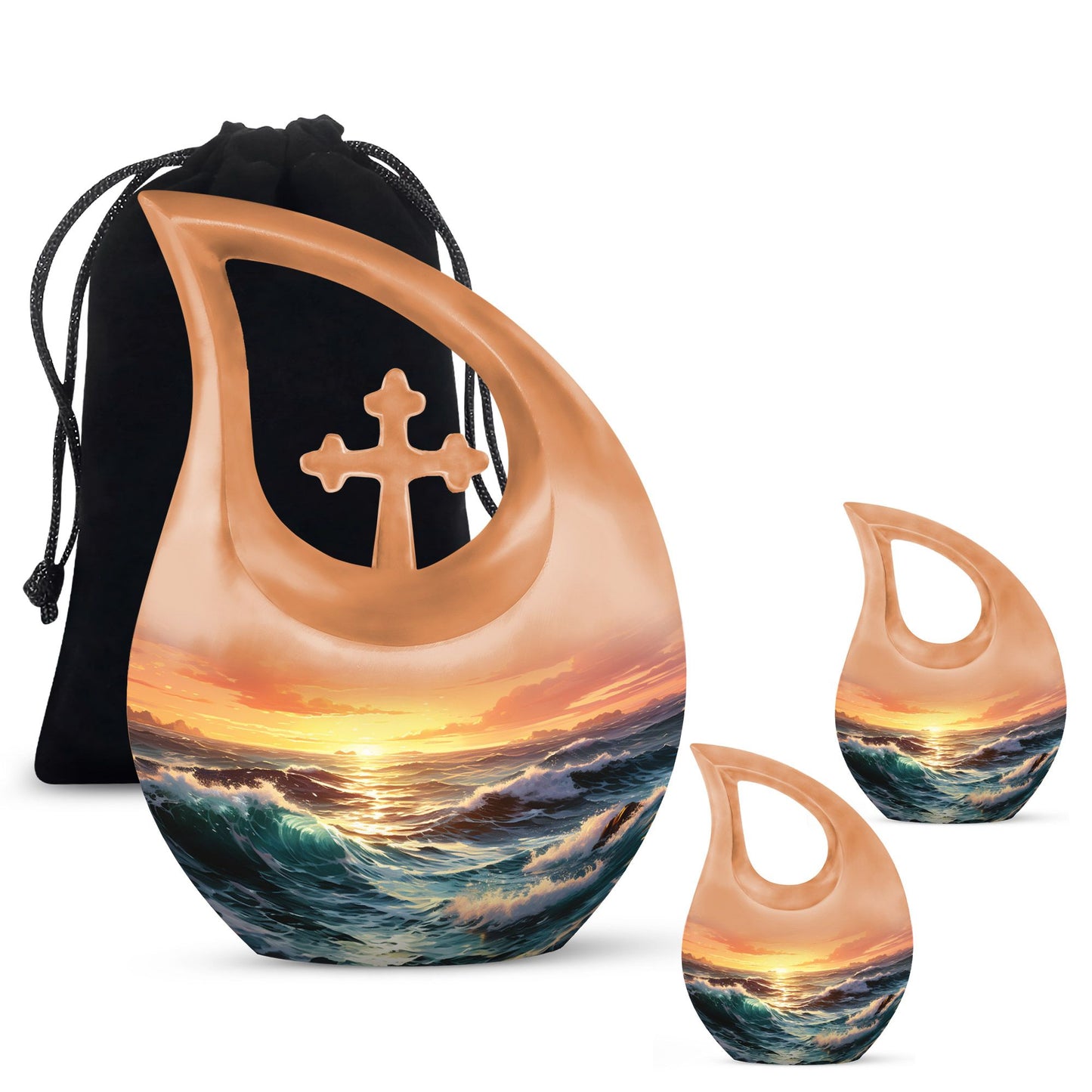 10 inch Wilderness Urn with Cross Drop design