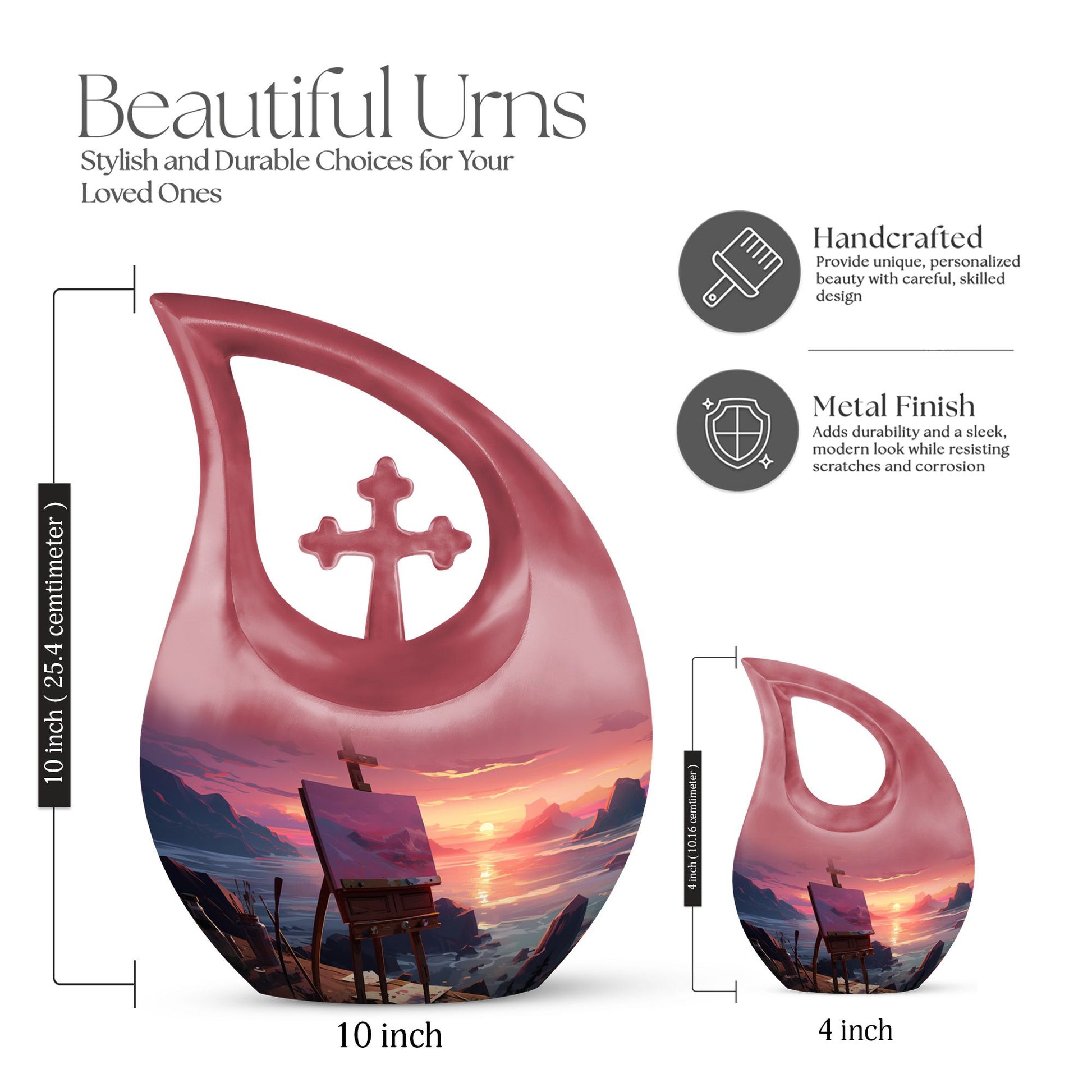 10-inch Wilderness urn with Cross Drop design, 