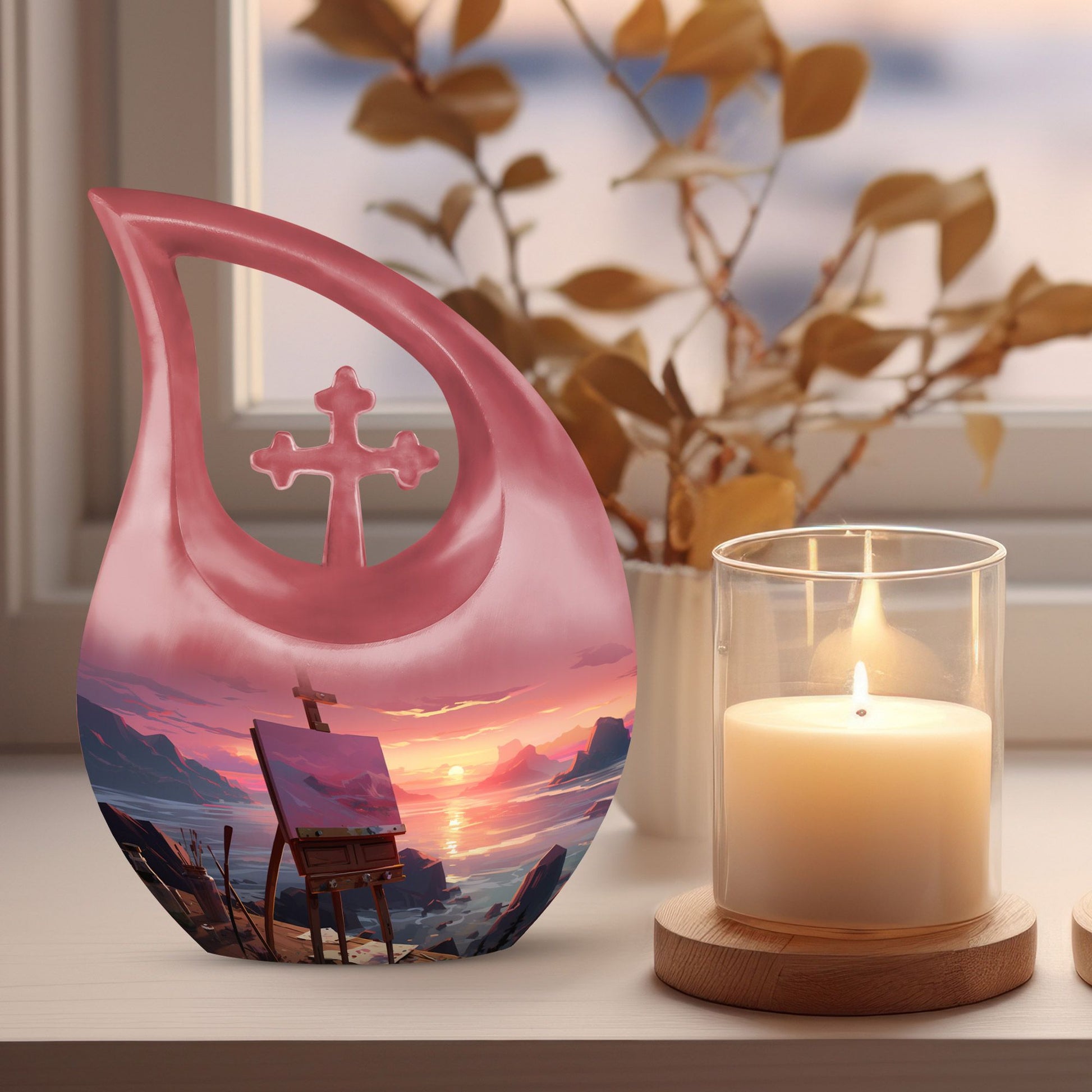 10-inch Wilderness urn with Cross Drop design, 