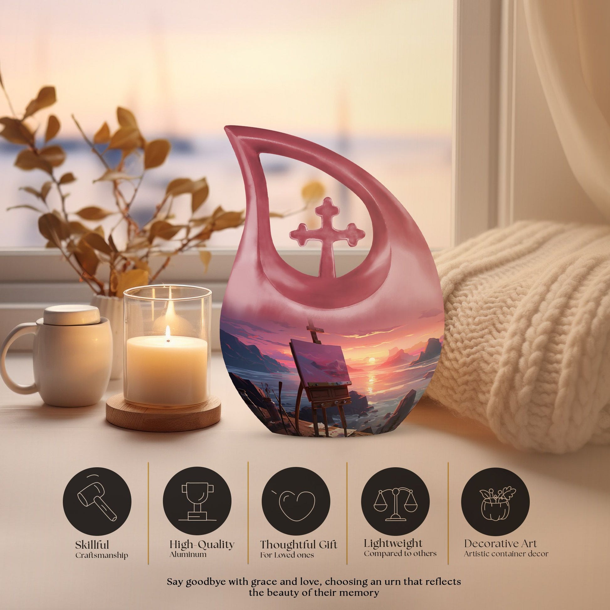 10-inch Wilderness urn with Cross Drop design, 