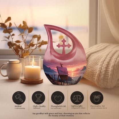 10-inch Wilderness urn with Cross Drop design, 