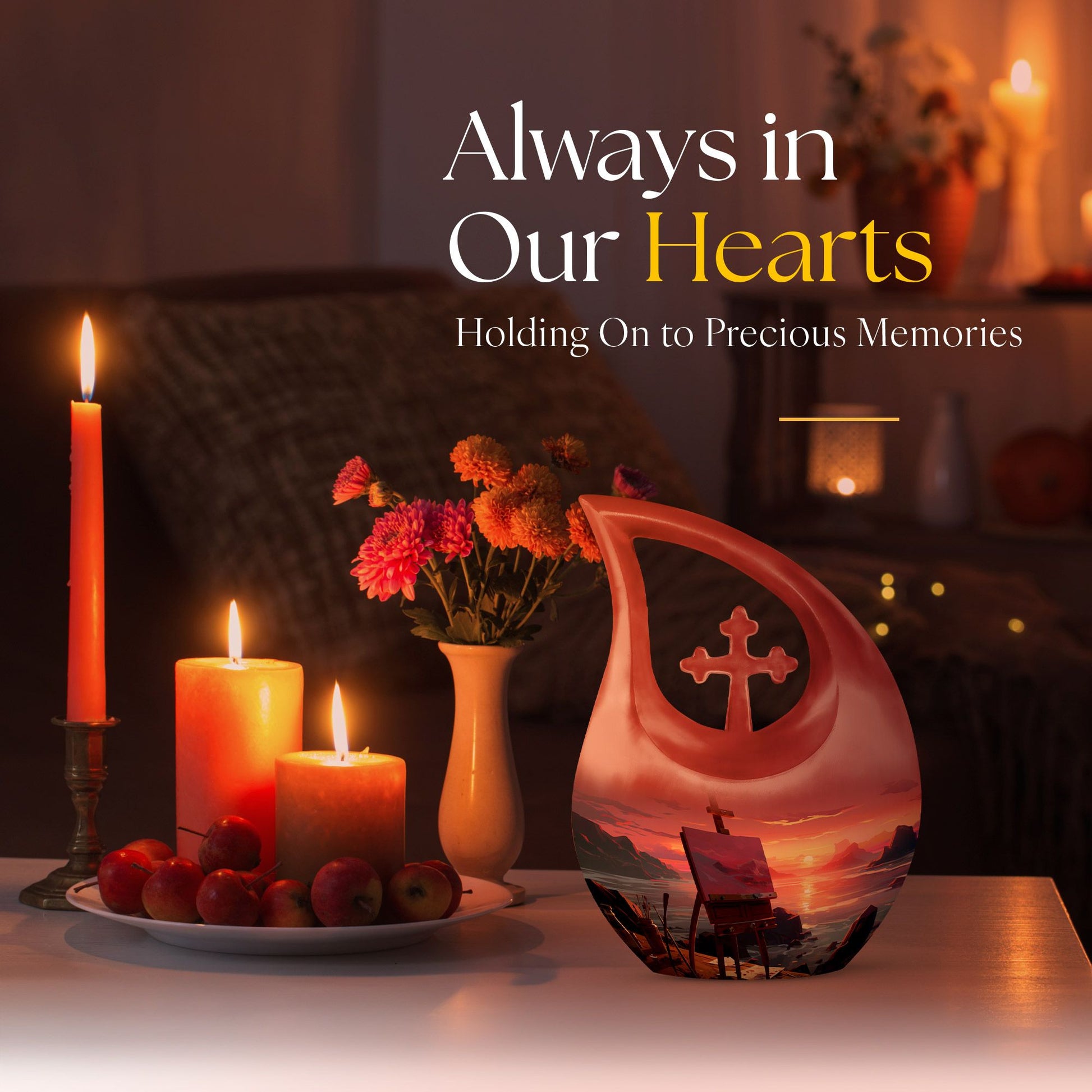 10-inch Wilderness urn with Cross Drop design, 