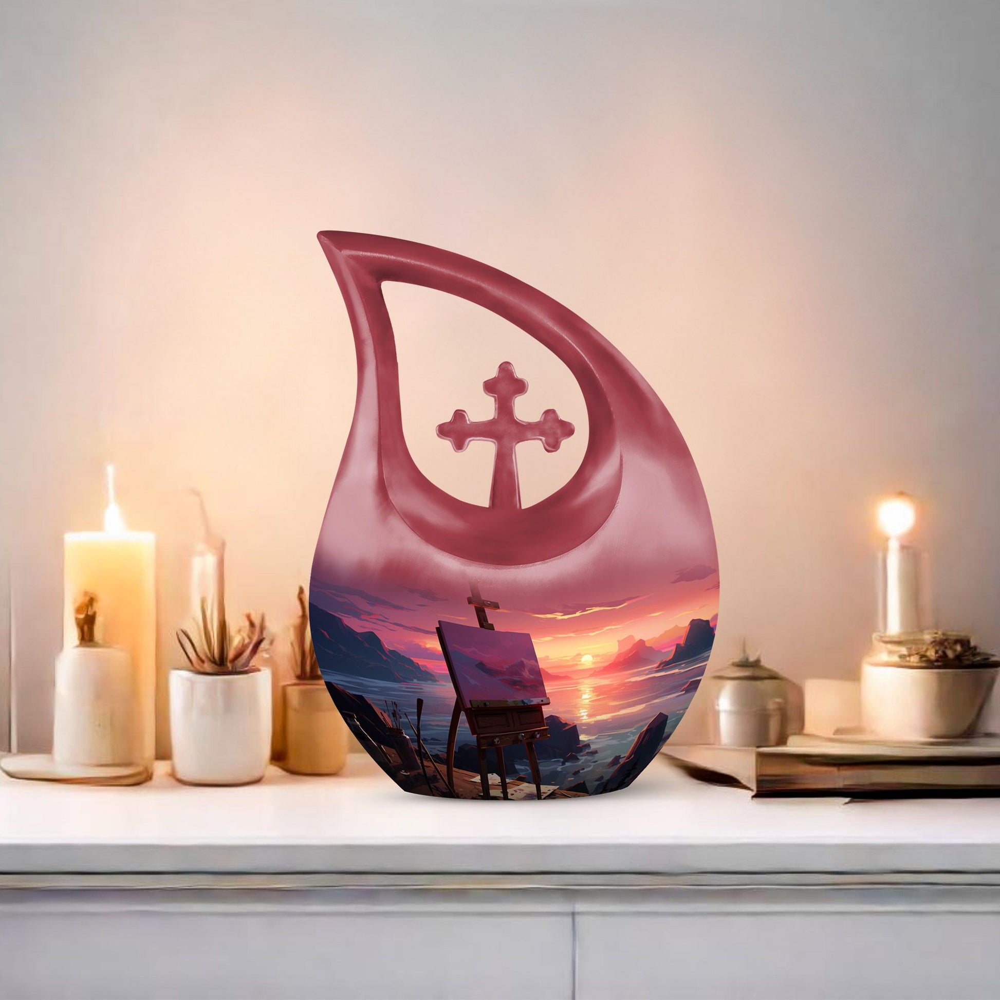 10-inch Wilderness urn with Cross Drop design, 