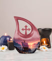 10-inch Wilderness urn with Cross Drop design, 