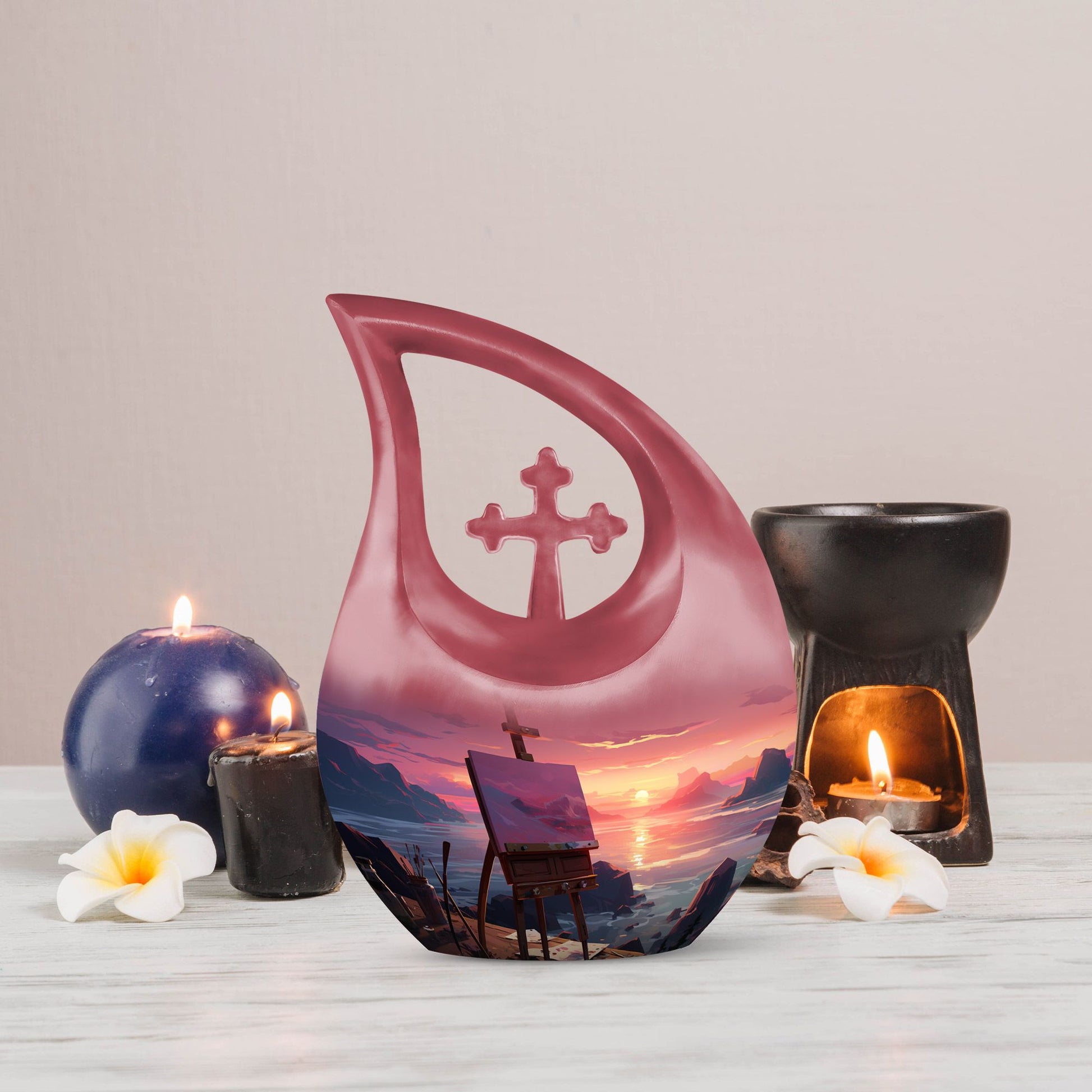 10-inch Wilderness urn with Cross Drop design, 