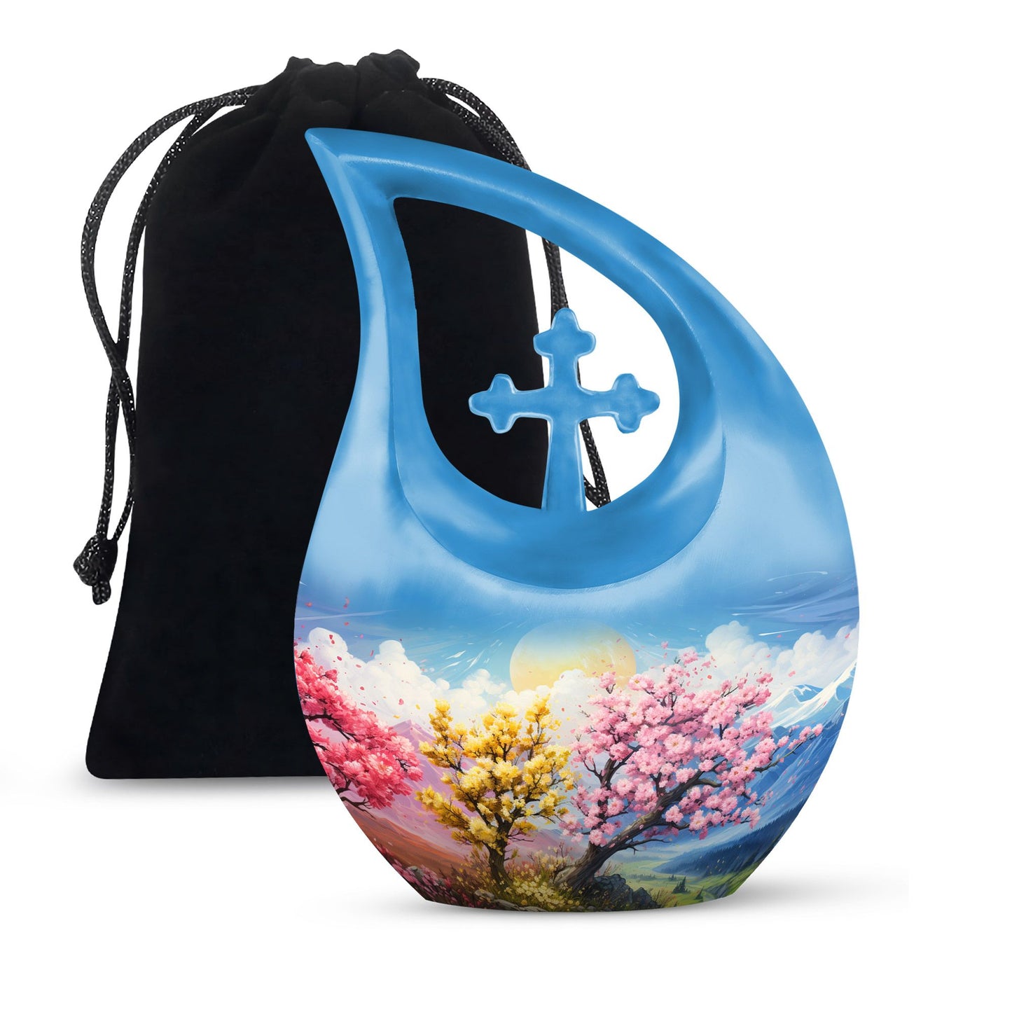 10-inch Wilderness Urn with Cross Drop design, 