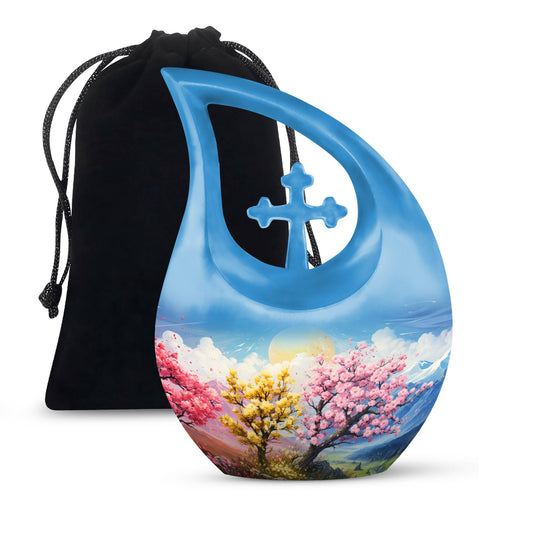 10-inch Wilderness Urn with Cross Drop design, 