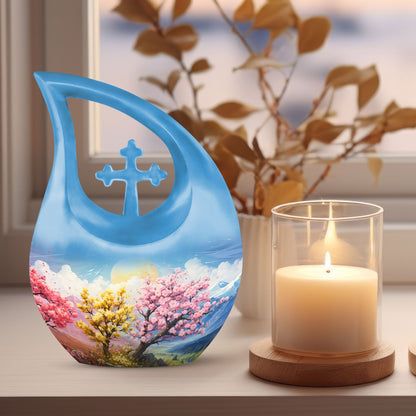 10-inch Wilderness Urn with Cross Drop design, 