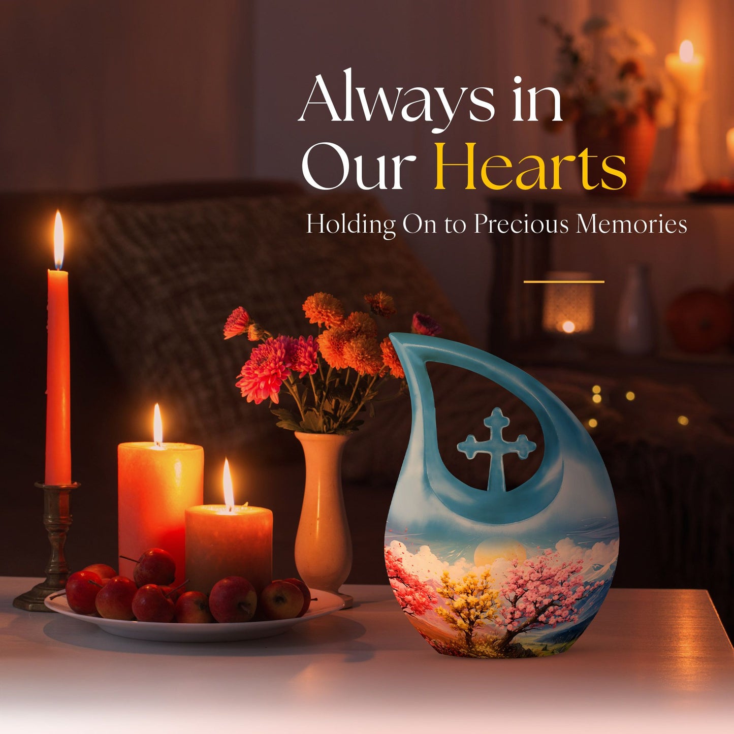 10-inch Wilderness Urn with Cross Drop design, 