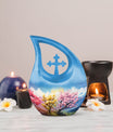 10-inch Wilderness Urn with Cross Drop design, 