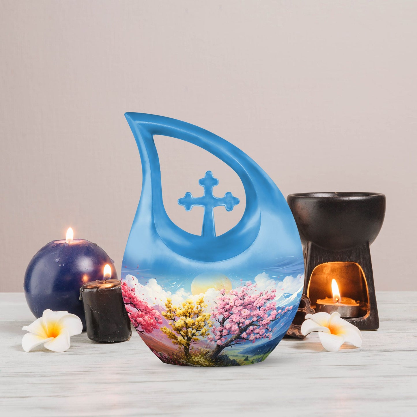10-inch Wilderness Urn with Cross Drop design, 