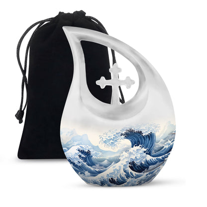 10-inch Wave Urn in Cross Drop design made 