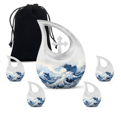 10-inch Wave Urn in Cross Drop design made 