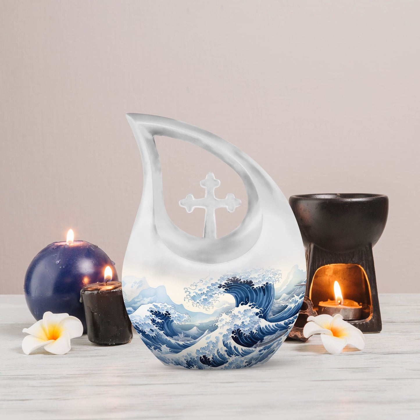 10-inch Wave Urn in Cross Drop design made 
