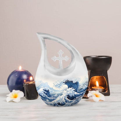 10-inch Wave Urn in Cross Drop design made 